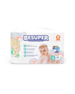 BESUPER Premium Pelene 3 (M, 6-11 kg) 34 kom - BSP-P-3M