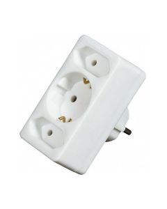 COMMEL Trostruki razdelnik 2 x Euro 2,5A 250V + šuko beli - C49111-1