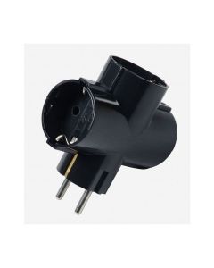 COMMEL Trostruki T razdelnik 16A 250V, crna - C6338-4