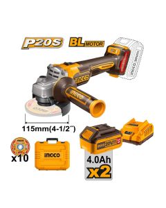 Akumulatorska brusilica CAGLI211542 115mm 2x4,0 Ah SUPER INGCO