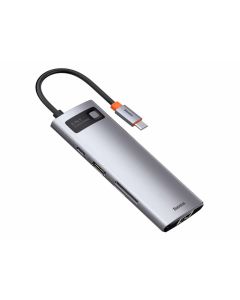 BASEUS Prikljucna stanica 8 u 1 Multifunkcionalna Type-C to HDMI+USB 3.0+PD+RJ45+SD TF siva - CAHUB-CV0G