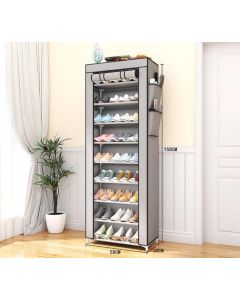 Cipelarnik sa 9 nivoa, platneni, Sivi