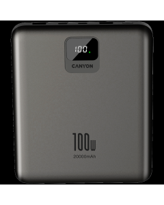 CANYON Power bank PB-2008 LED FLAT 20000 mAh PD100W QC3.0, siva - CNE-CPB2008DG