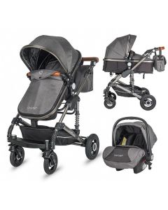 Coccolle Siyana Kolica za Bebe 3u1 - Siva - 10210-1