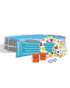 INTEX Bazen sa metalnim okvirom 366 x 76 cm, 26712NP + INTEX dušek, mišići, šlauf, lopta i naočare - COMBO26712NP