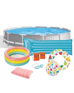 INTEX Bazen sa metalnim okvirom 366 x76 cm+INTEX dušek,mišići,šlauf,lopta,naočare,mini bazen,jastuk