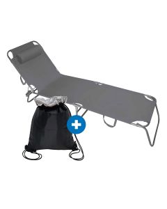 eHomeGarden Ležaljka sa jastukom siva + rashladna torba