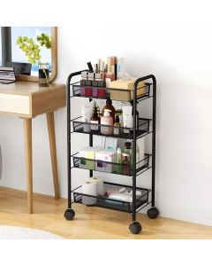 MODERNHOME Crna metalna polica sa točkićima za kupatilo kuhinju ili  4 nivoa