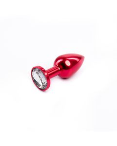 Mali crveni metalni analni dildo sa dijamantom - ft001037
