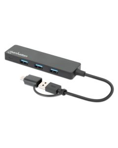 USB-C HUB 4port Manhattan 180863 3.2 G1+USB-C/5Gbps/Crni
