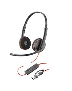 HP Slušalice Poly Blackwire 3225 Stereo USB-C Headset +3.5mm +USB-C/A adapter 8X229AA, crna