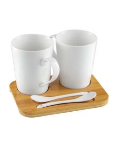 DAJAR Porcelanski set 2 šolje sa daskom od bambusa - DJ45581