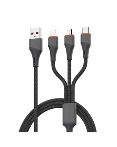 Data kabl LDNIO LC96 u 4.2A 3 u 1 sivi 1.2m - 220796