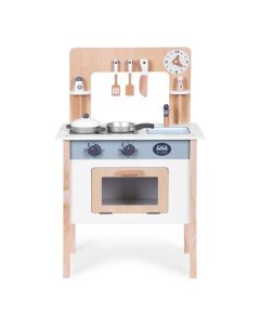 ECO TOYS Drvena kuhinja za decu sa 8 dodataka, bela - HM232569