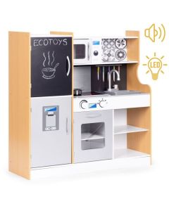 ECO TOYS Dečija kuhinja sa zvukom i led tablom za pisanje, metalni dodaci, mdf, 3+ godine, ecotoys