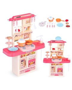ECO TOYS Dečija kuhinja sa zvučnim efektima i dodacima, roze - 65T-2