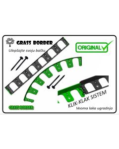 GRASS BORDER Graničnik - Ivičnjak set za travu, malč, kamen - 5m sa 16 klinova -5cm Visine - 1380-1-1-1-1