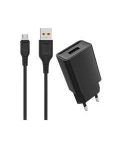 DENMEN Punjač DC01V 2,4A + Micro USB kabl, crna