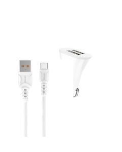 DENMEN Auto punjač DZ06T 2xUSB Fast 3,1A + Type C kabl, bela - 1360253