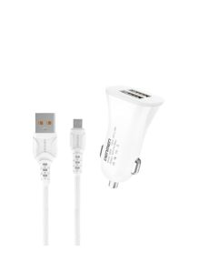 DENMEN Auto punjač DZ06V 2xUSB Fast 3,1A + Micro USB kabl, bela - 1360249
