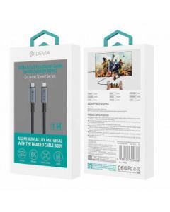 DEVIA Kabl Usb 4.0 Full Functional Type-c na Type-c 40gb 240w 8k 1m, siva - 24813-1