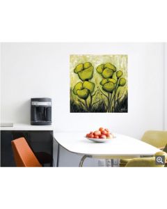 DELTA LINEA Uramljena slika Green flowers 50x50 cm - DL505042