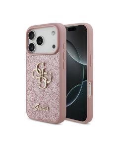 Maska za iPhone 17 Pro/ 18 Pro Guess Fixed Glitter Big 4G pink