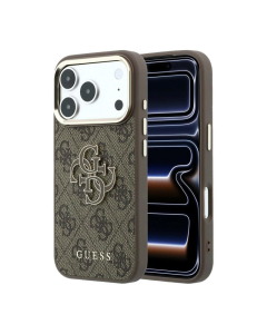Maska za iPhone 17 Pro/ 18 Pro braon Guess 4G Big Resin Logo