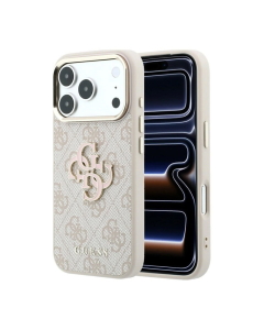 Maska za iPhone 17 Pro/ 18 Pro Guess 4G Big Resin Logo roze