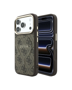 Maska za Samsung iPhone 17 Pro Max/ 18 Pro Max braon Guess 4G Embossed Classic MagSafe