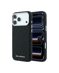 Maska Karl Lagerfeld Grained Allover Elongated Magsafe iPhone 17 Pro/ 18 Pro crna
