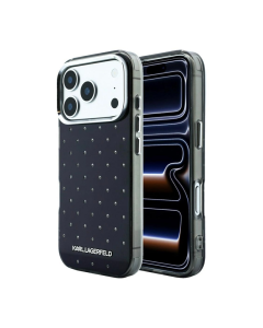 Maska za iPhone 17 Pro/ 18 Pro Karl Lagerfeld IML Rhinestones Allover and Electroplated Logo crna