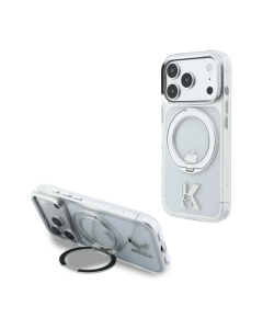 Maska za iPhone 17 Pro/ 18 Pro Karl Lagerfeld IML Ring Stand 360 Kameo Metal Magsafe transparent
