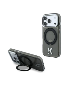 Maska za iPhone 17 Pro/ 18 Pro Karl Lagerfeld IML Ring Stand 360 Kameo Metal Magsafe crna
