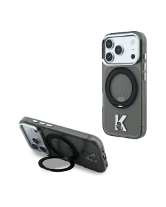 Maska za iPhone 17 Pro Max/ 18 Pro Max Karl Lagerfeld IML Ring Stand 360 Kameo Metal Magsafe crna