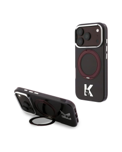Maska za iPhone 17 Pro/ 18 Pro burgundy Karl Lagerfeld IML Ring Stand 360 Kameo Metal Magsafe