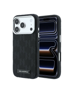 Maska za iPhone 17 Pro/ 18 Pro Karl Lagerfeld Grained Mono Resin Logo Magsafe crna