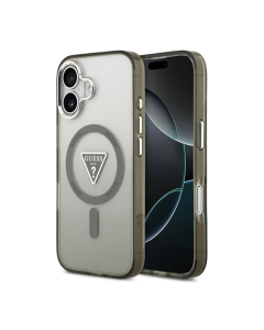 Maska za iPhone 17 Guess IML Gradient Triangle Logo MagSafe siva