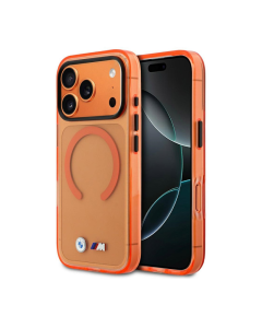 Maska za iPhone 17 Pro Max narandžasta BMW M IML Metal Logos MagSafe
