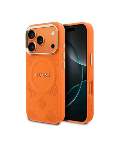 Maska za iPhone 17 Pro Max narandžasta Guess Peony Hot Stamp MagSafe