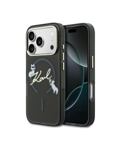 Maska za iPhone 17 Pro Karl Lagerfeld IML Choupettes Karl Script Logo MagSafe crna