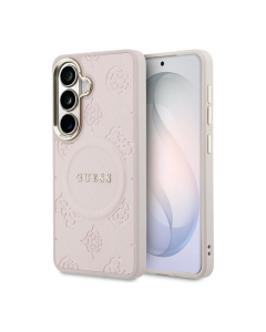 Maska za Samsung S26/ S941B Guess Saffiano Peony Embossed Ring MagSafe roze