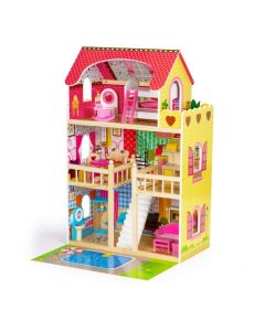 ECO TOYS Drvena kućica za lutke sa bazenom i rasvetom - W06A333E