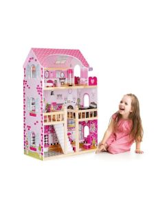 ECO TOYS Drvena kućica za lutke sa nameštajem i LED svetlom - HM006391