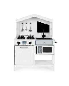 ECO TOYS Drvena kuhinja za decu sa dodacima, bela - PLK563W