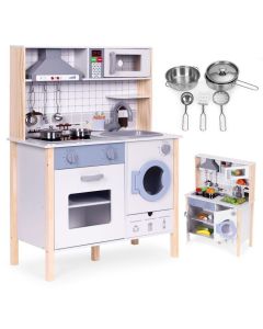 ECO TOYS Drvena kuhinja za decu sa mašinom za veš, bela - TL403005