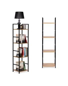 MODERNHOME Drvena polica sa metalnim loft okvirom, 4 nivoa, u boji hrasta -