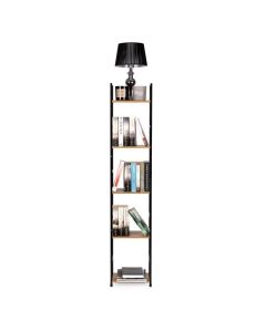 MODERNHOME Drvena polica sa metalnim okvirom u loft stilu, 5 nivoa, u boji hrasta -