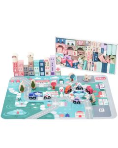ECO TOYS Drvene edukativne kocke sa podlogom City, 115 delova - HM015220