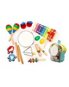 ECO TOYS Set drvenih muzičkih instrumenata za decu u rancu, 10 komada - MA01